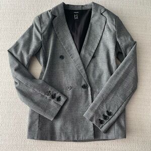 forever 21 grey plaid blazer with black buttons